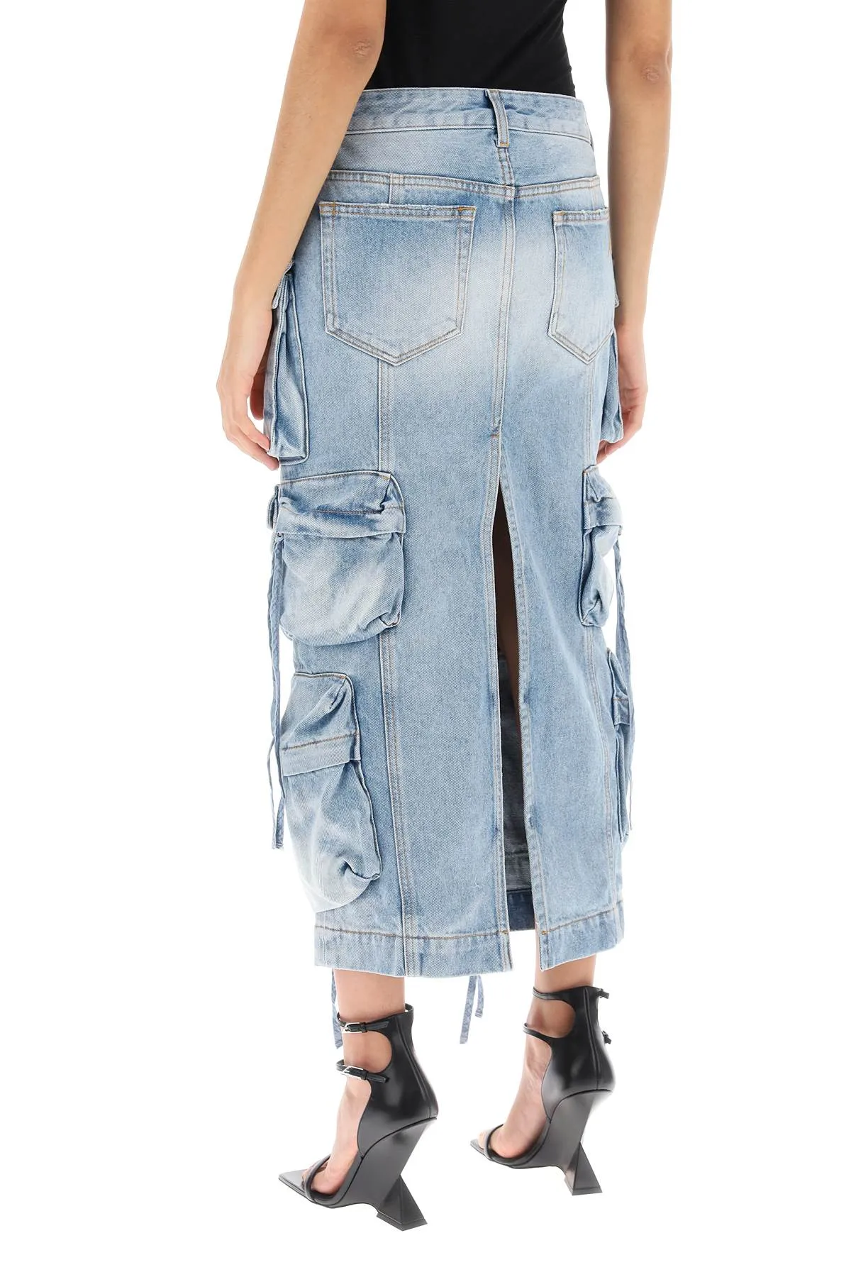 cargo denim skirt