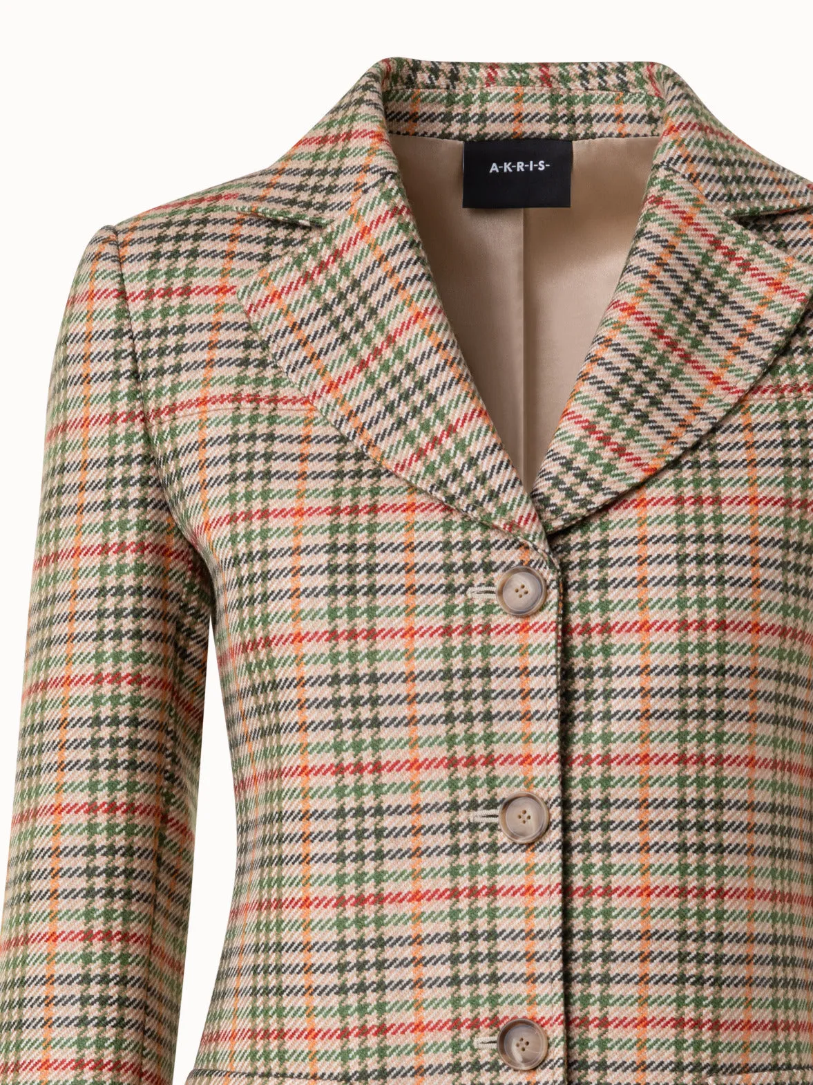 Checked Wool Stretch Flannel Jacket