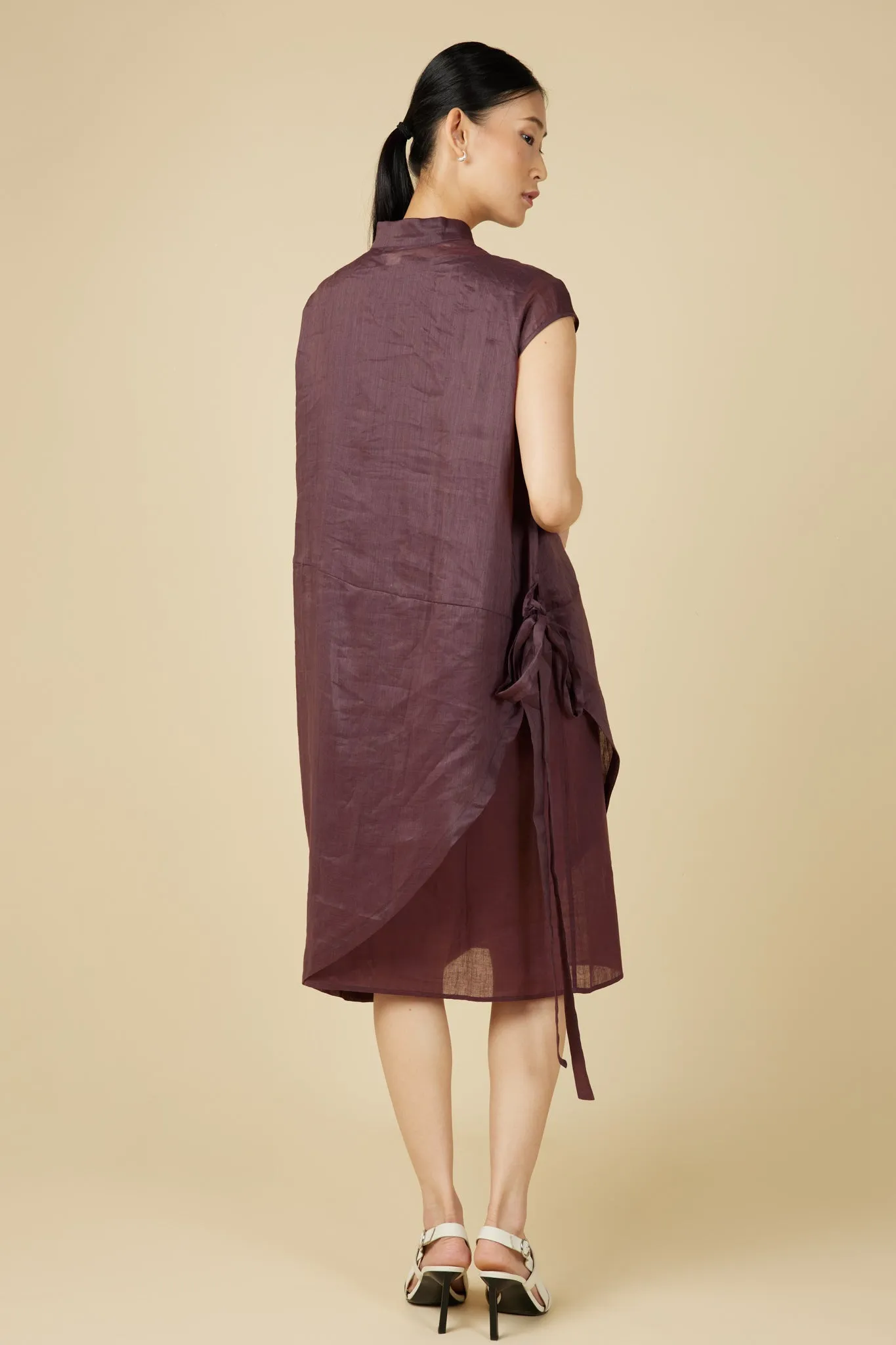 Cheongsam Cocoon Dress in Brown