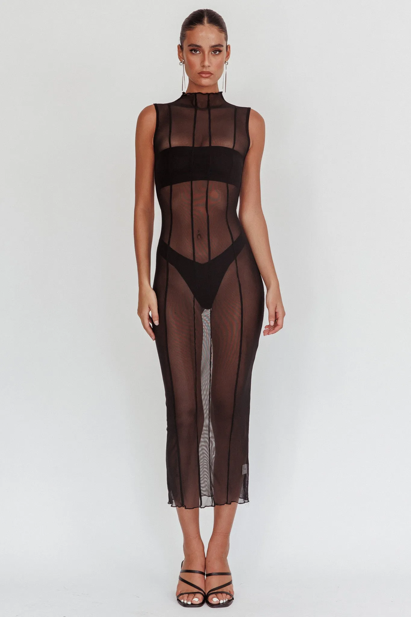 Ciera Sheer Maxi Dress Black