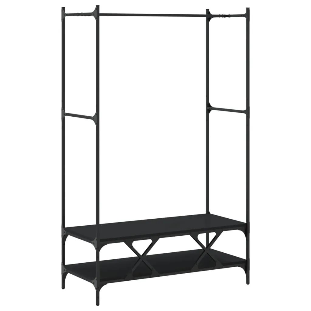 Clothes Rack with Shelves Black Engineered Wood