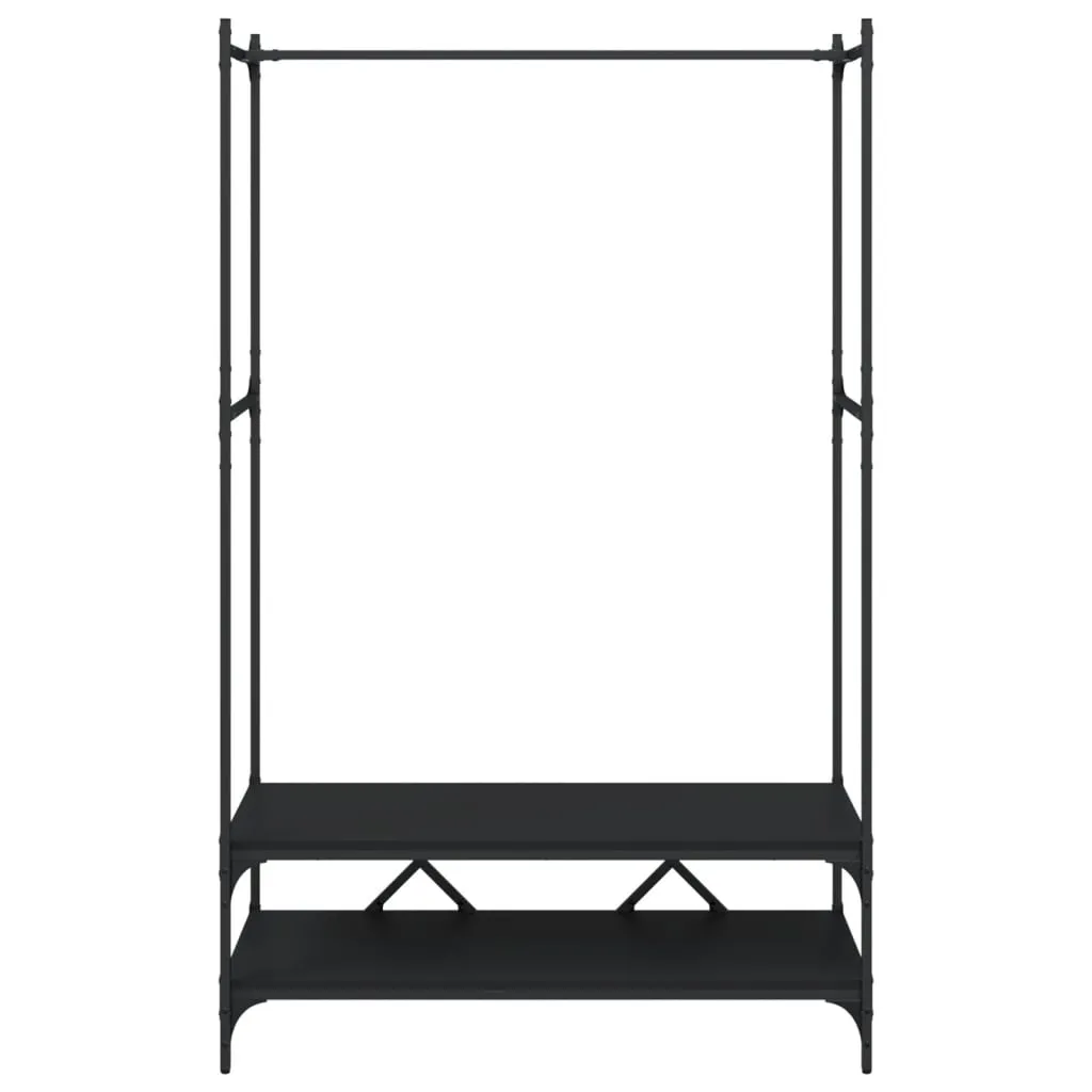 Clothes Rack with Shelves Black Engineered Wood