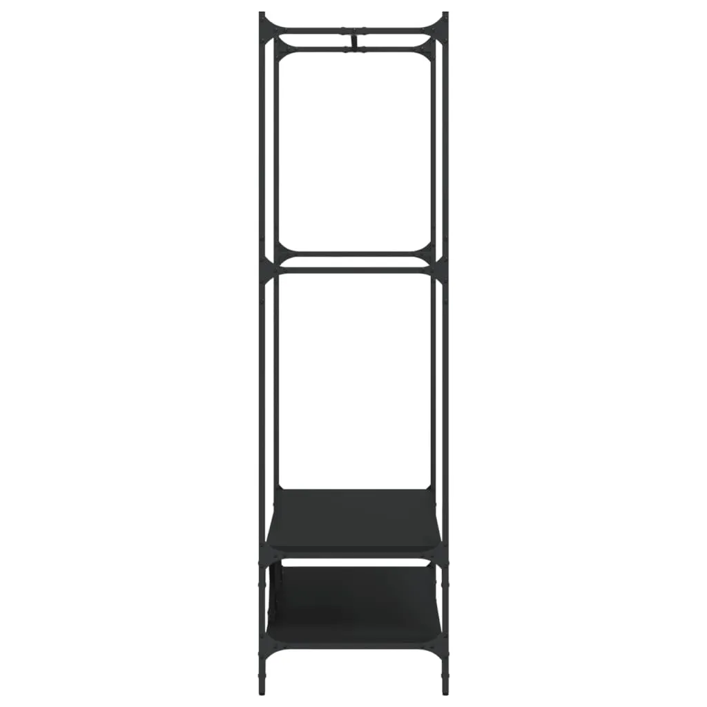 Clothes Rack with Shelves Black Engineered Wood