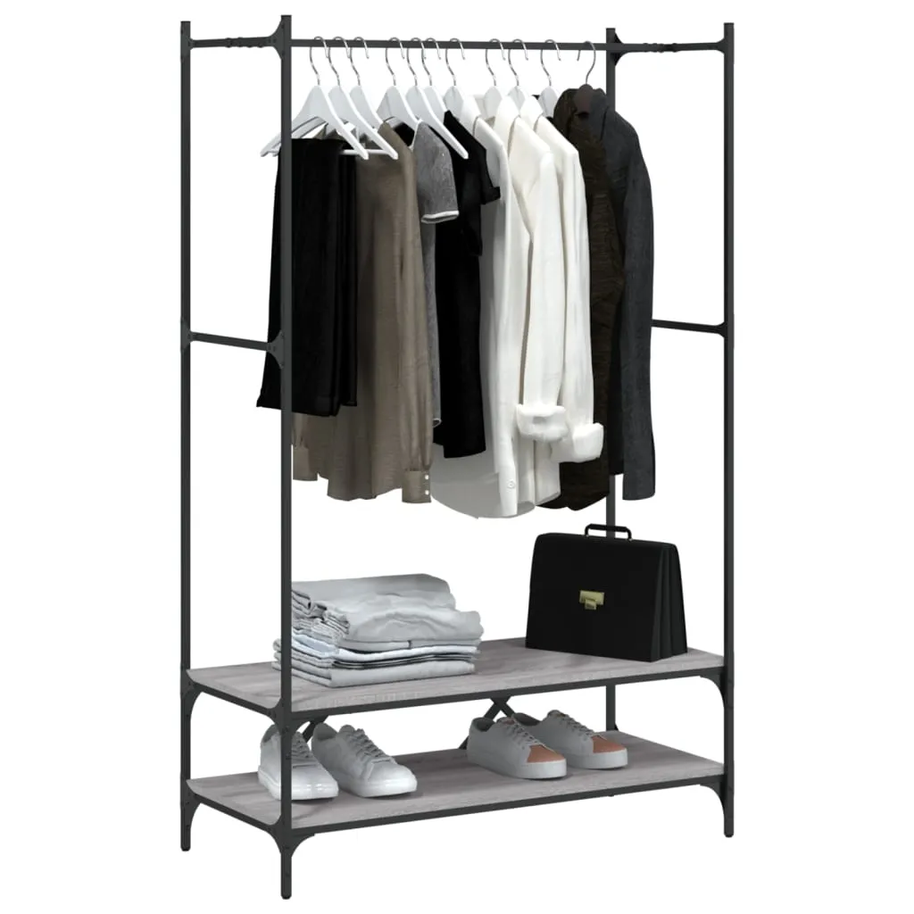 Clothes Rack with Shelves Grey Sonoma Engineered Wood