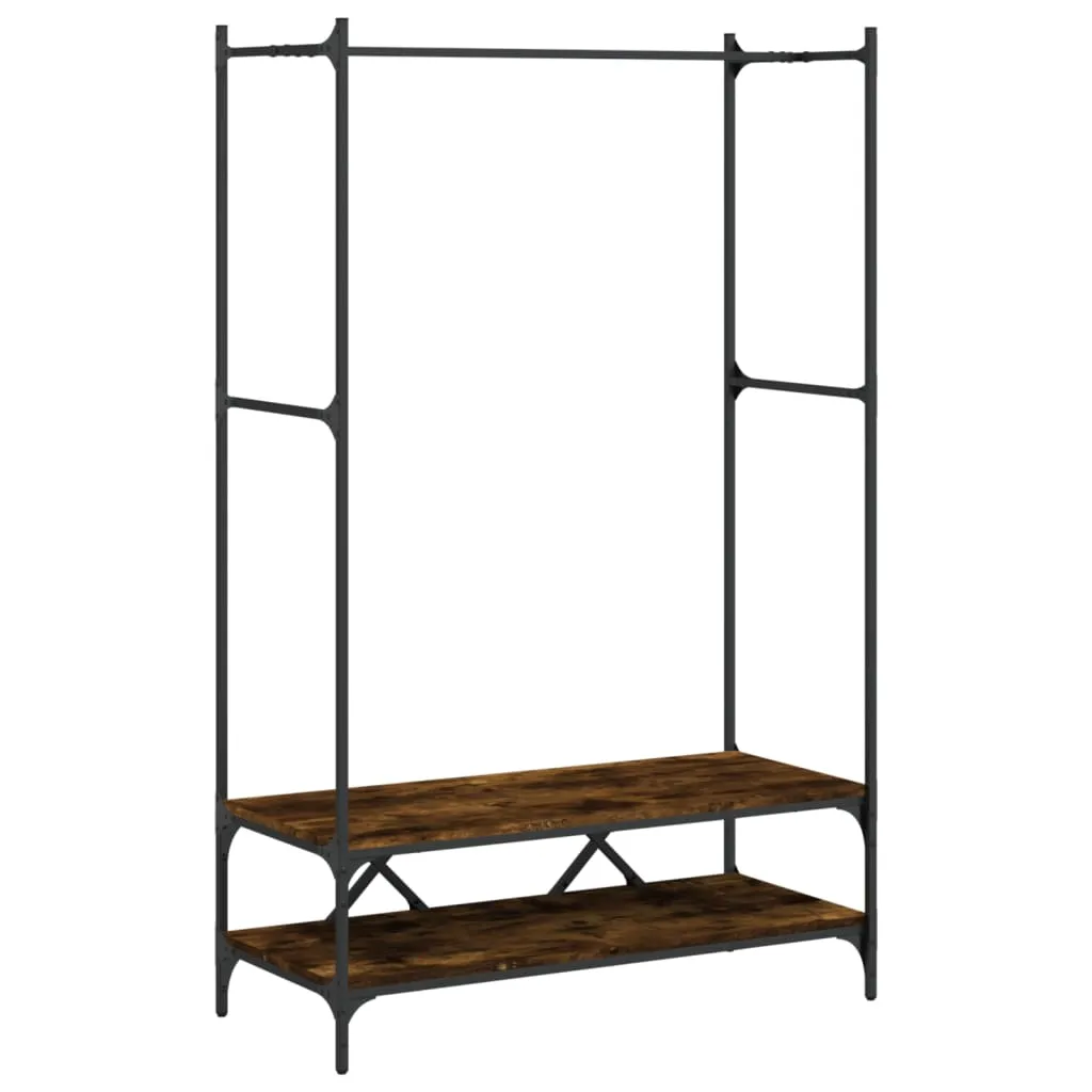 Clothes Rack with Shelves Smoked Oak Engineered Wood