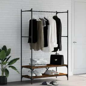 Clothes Rack with Shelves Smoked Oak Engineered Wood