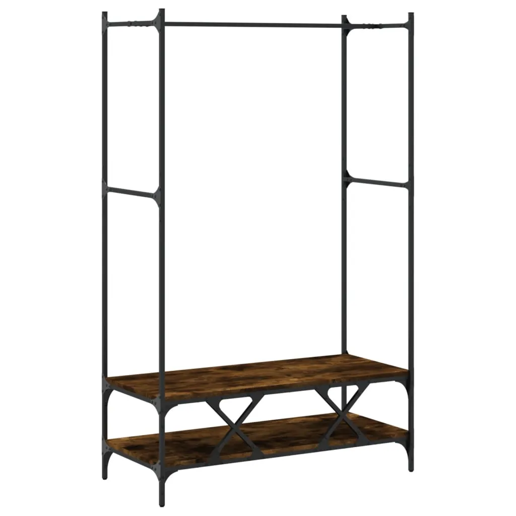 Clothes Rack with Shelves Smoked Oak Engineered Wood