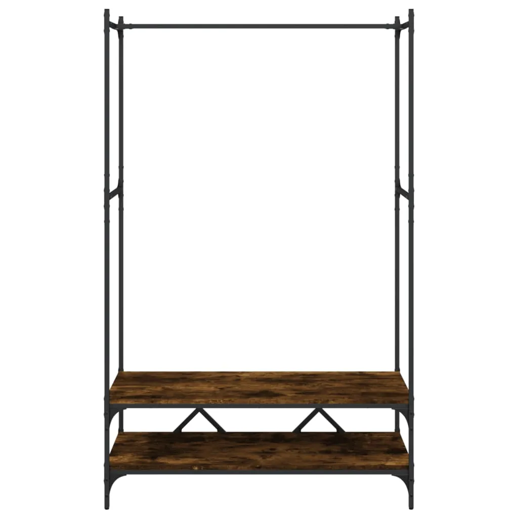 Clothes Rack with Shelves Smoked Oak Engineered Wood