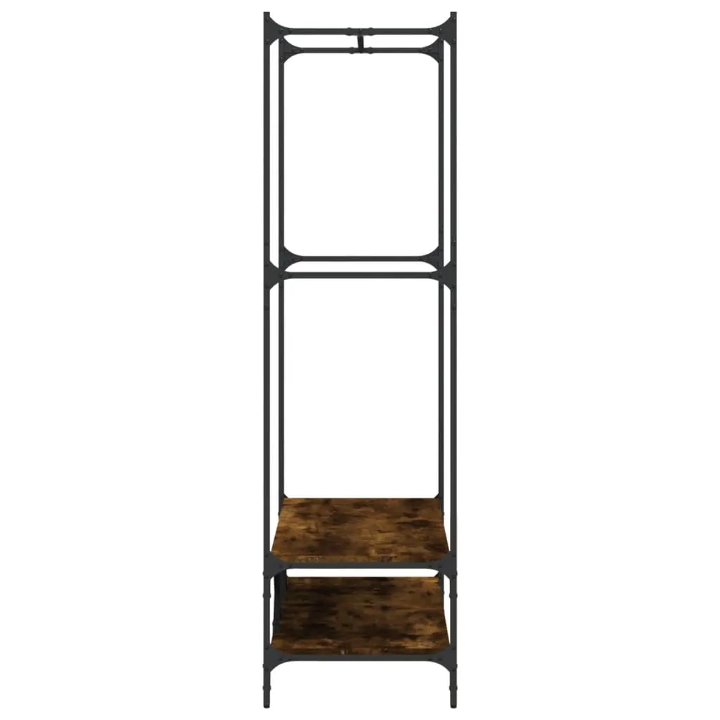 Clothes Rack with Shelves Smoked Oak Engineered Wood