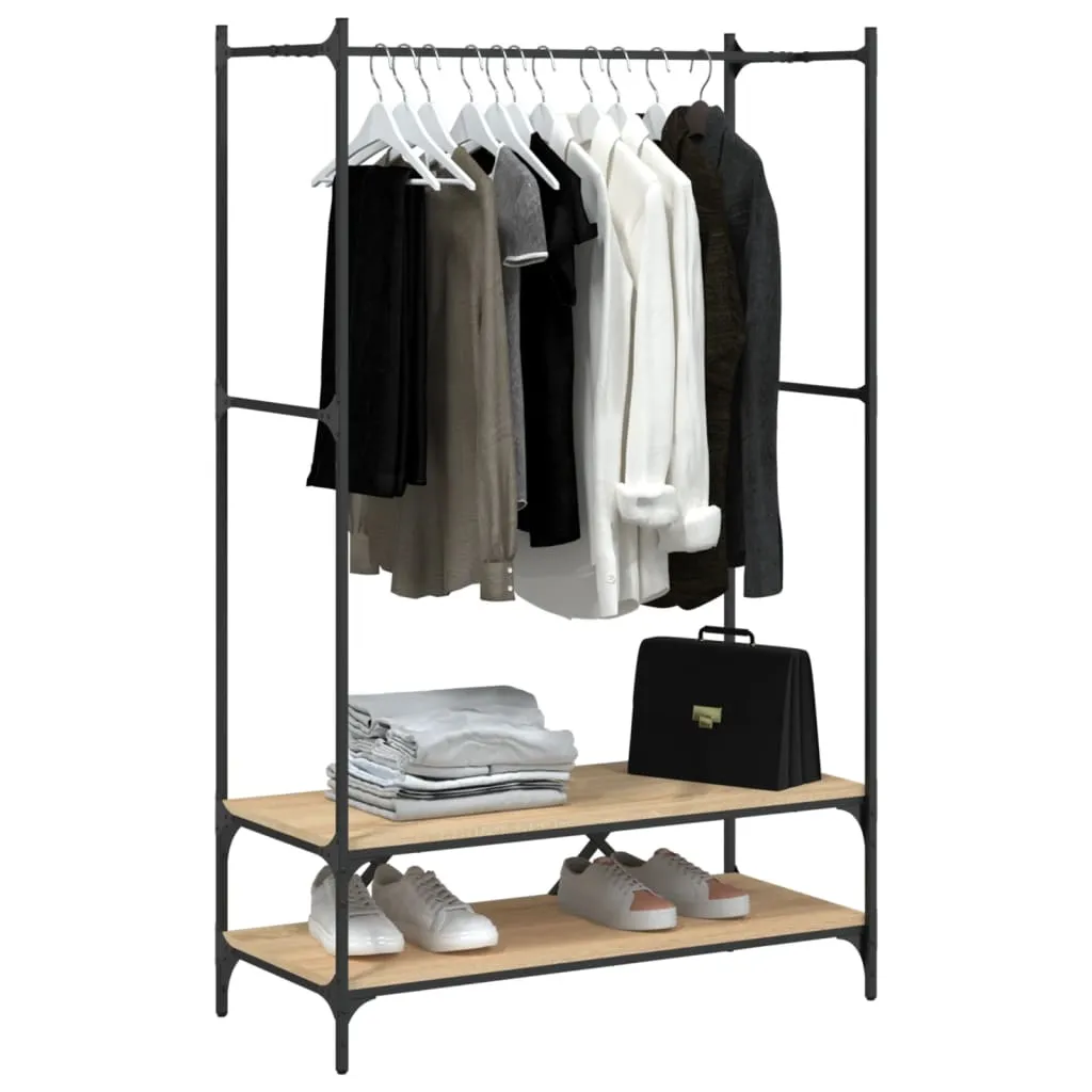 Clothes Rack with Shelves Sonoma Oak Engineered Wood