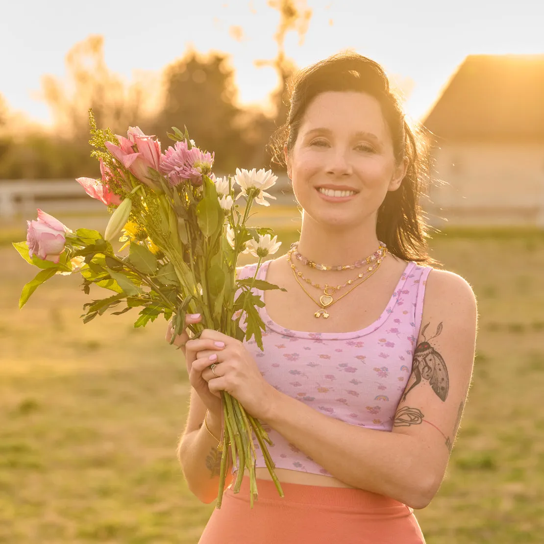 Cloud Haven Ditsy Floral Tank | Rainbow and Flower Graphic Purple