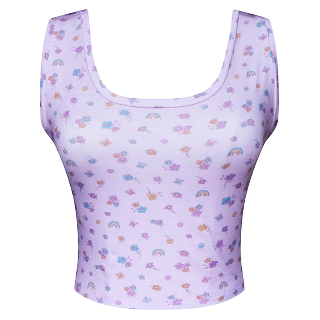 Cloud Haven Ditsy Floral Tank | Rainbow and Flower Graphic Purple