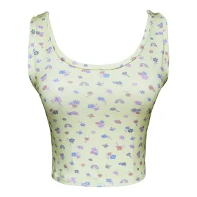 Cloud Haven Ditsy Floral Tank | Rainbow and Flower Graphic Yellow