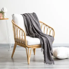 Cloud Linen Lygon Wool Acrylic Grey Throw