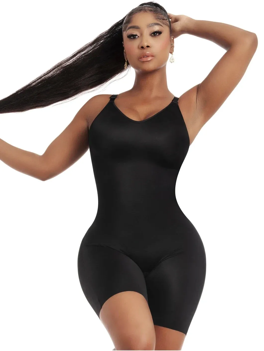 Comfy Tummy Control Shapewear Bodysuit Mid Thigh With Built-In Bra | Daily Use