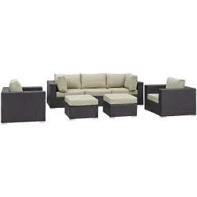 Convene 7 Piece Outdoor Patio Sectional Set Espresso Beige EEI-2200-EXP-BEI-SET