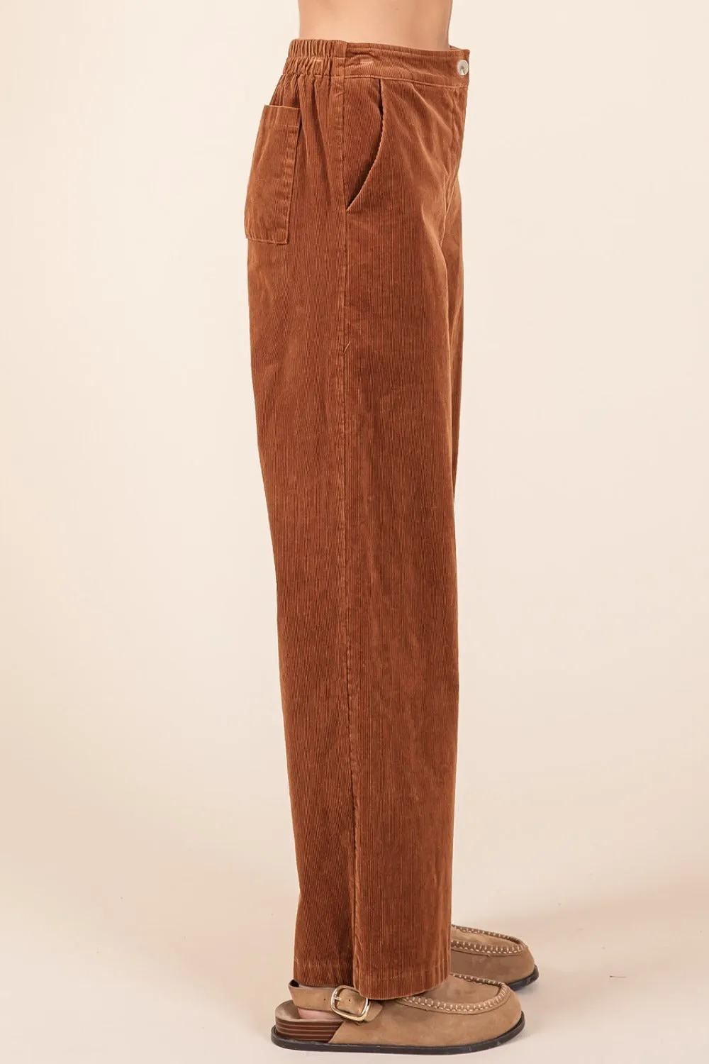 Corduroy Back Elastic Waist Pants