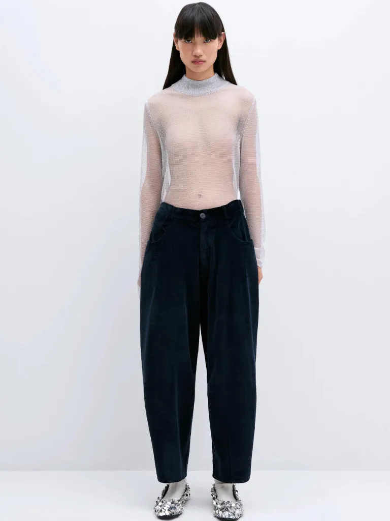 Corduroy Baggy Pants - Navy