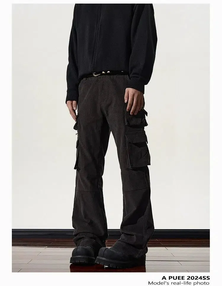 Corduroy Slim Fit Flared Cargo Pants