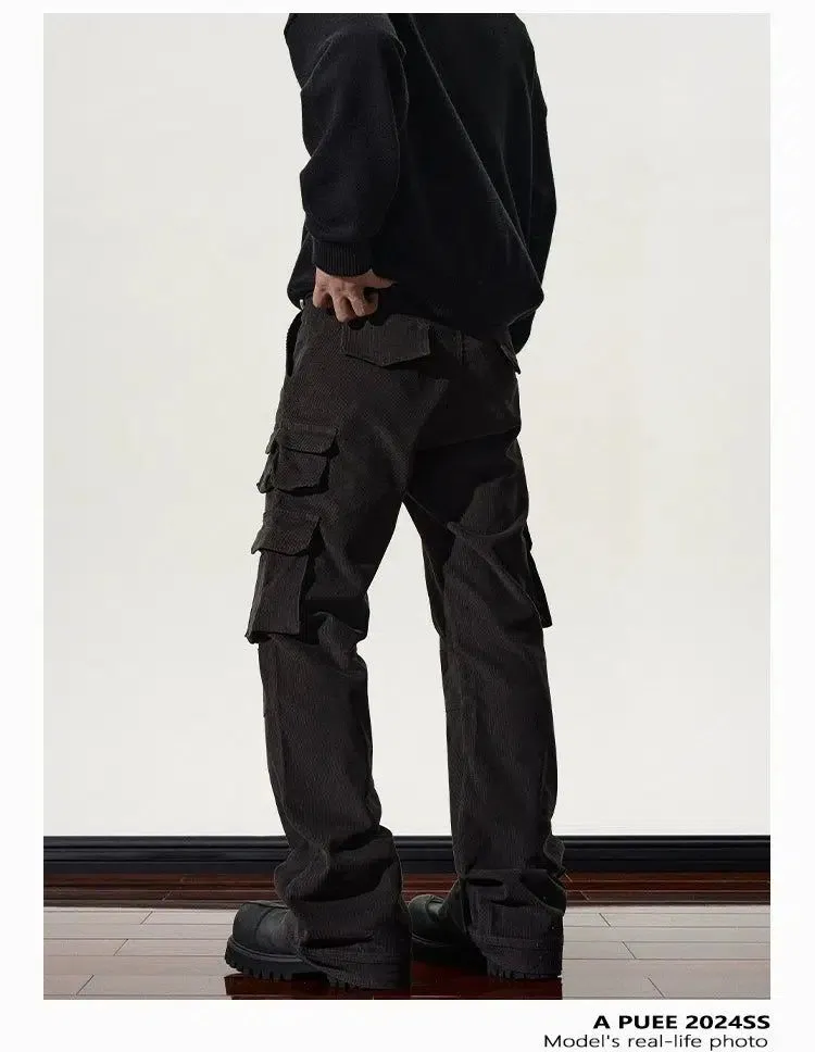 Corduroy Slim Fit Flared Cargo Pants