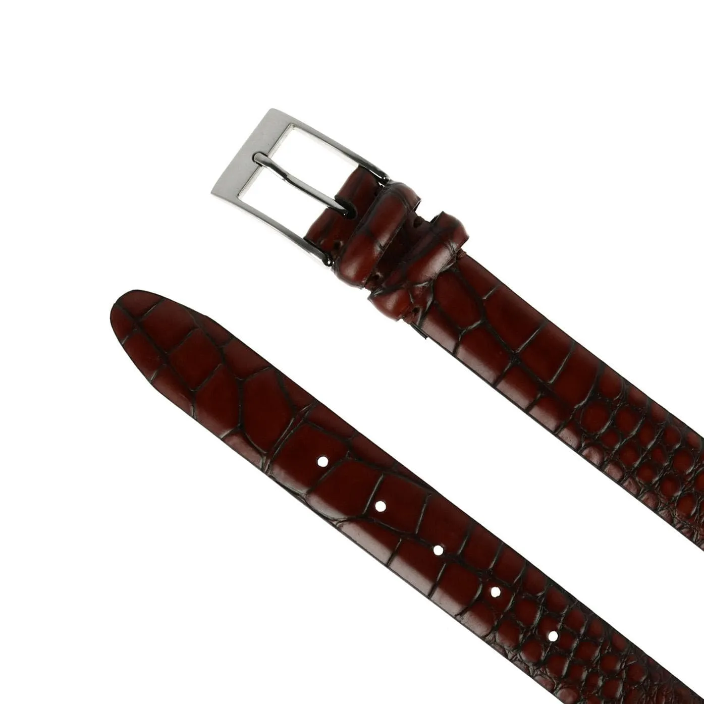 CTM® Men's Big & Tall Leather Croc Print Belt