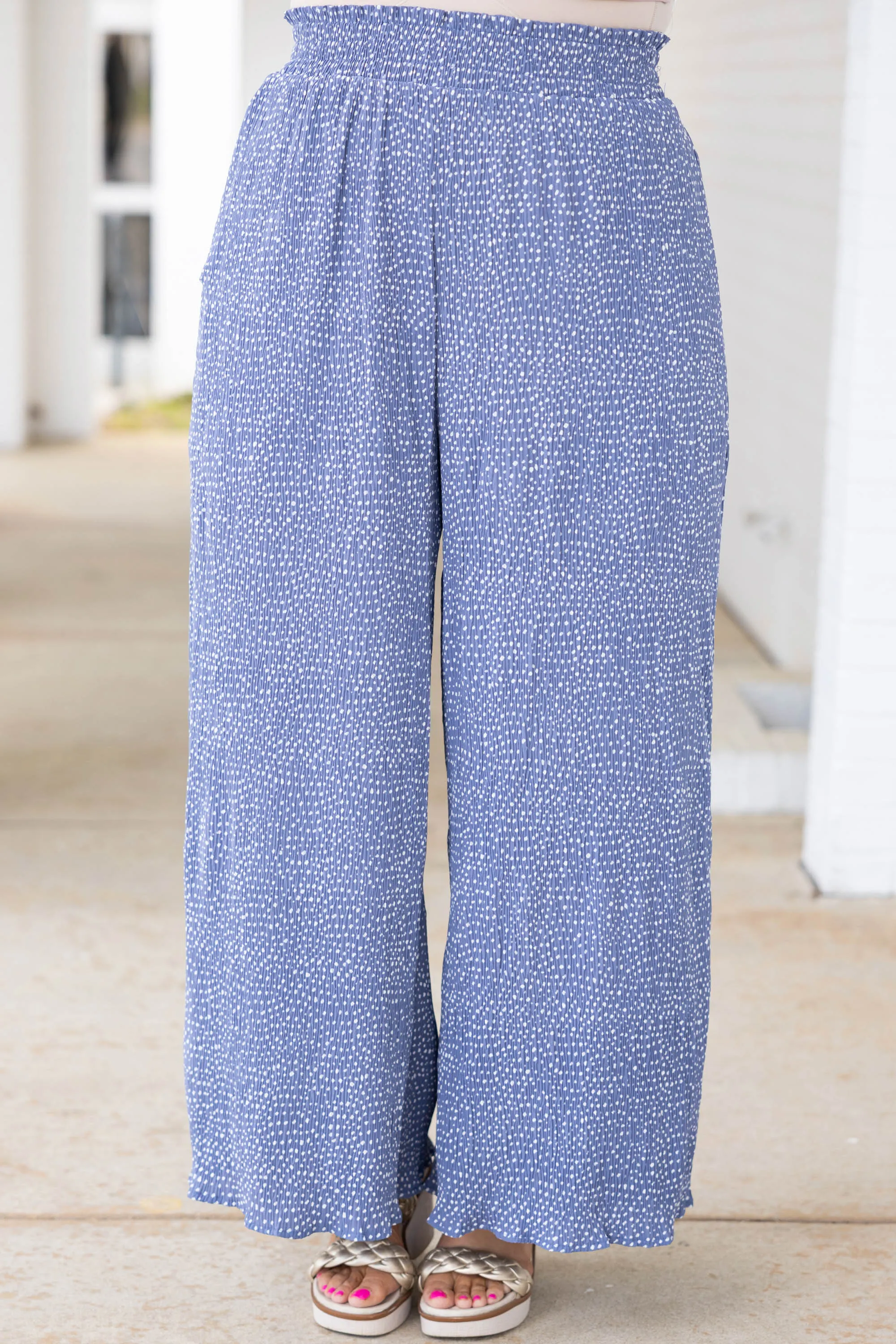 Cute And Comfortable Pants, Blue Dotted