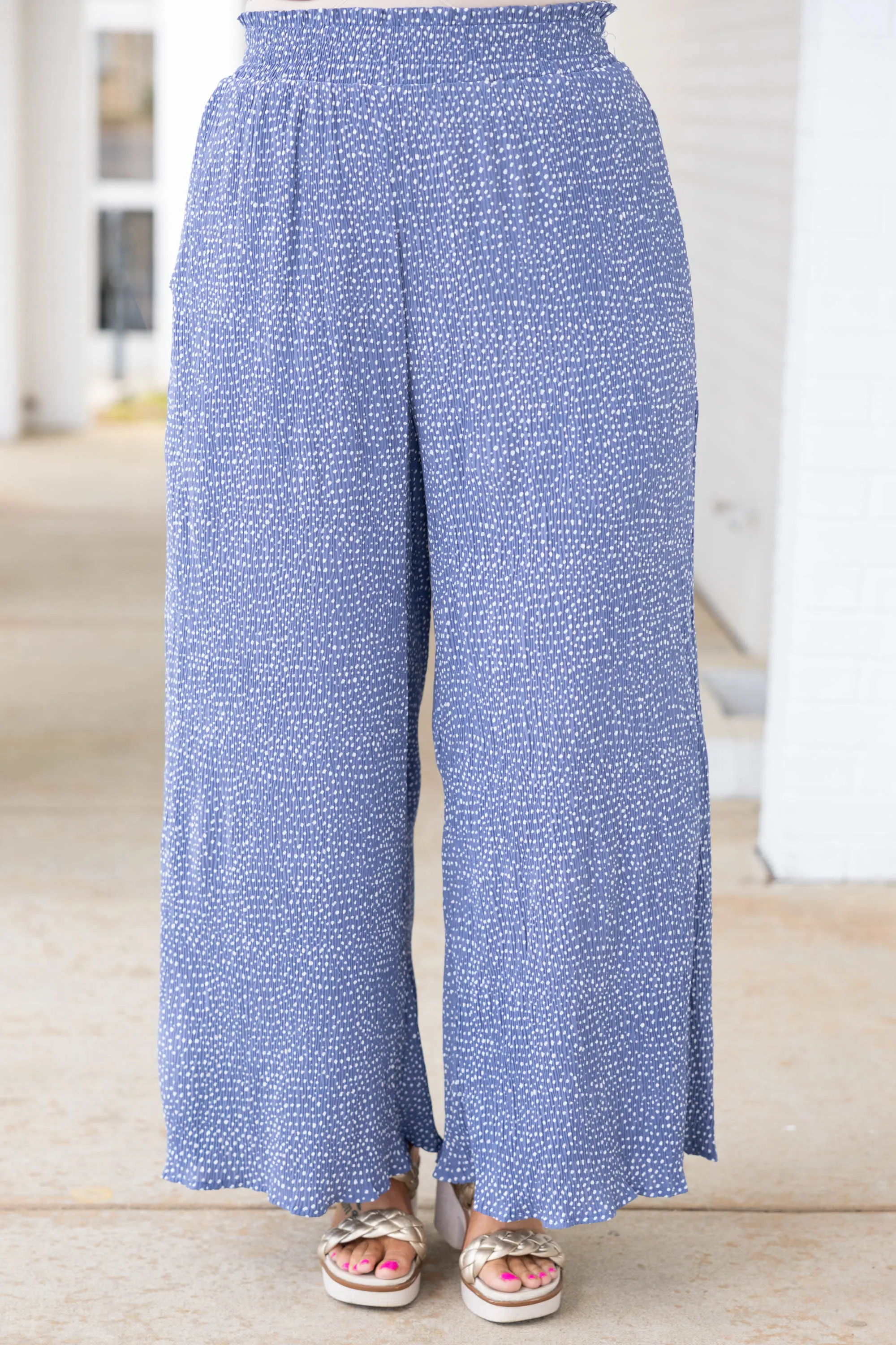 Cute And Comfortable Pants, Blue Dotted