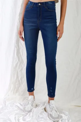 Dark Blue High-waisted Skinny Jeans