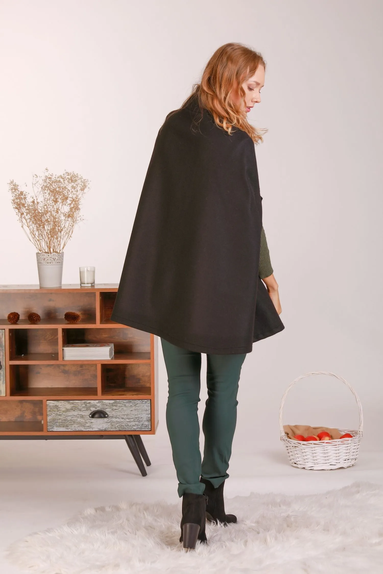 Dark Gray Elegant Cape Coat