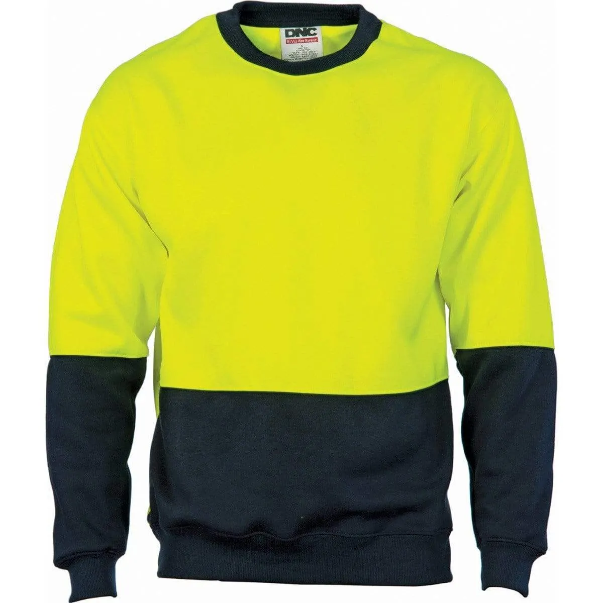 Dnc Workwear Hi-vis Two-tone Fleecy Crew-neck Sweatshirt (Sloppy Joe) - 3821