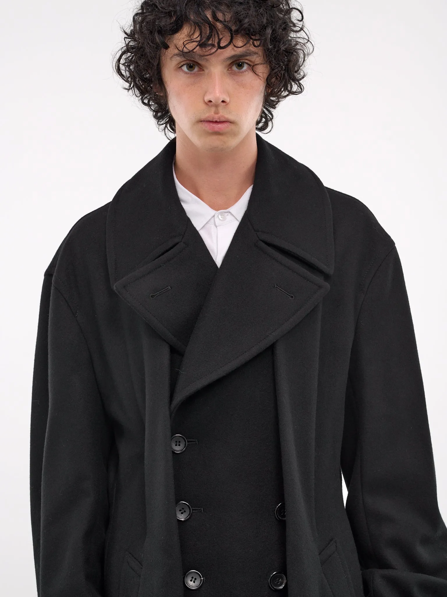 Double-Breasted Wool Coat (PN-C002-051-BLACK)