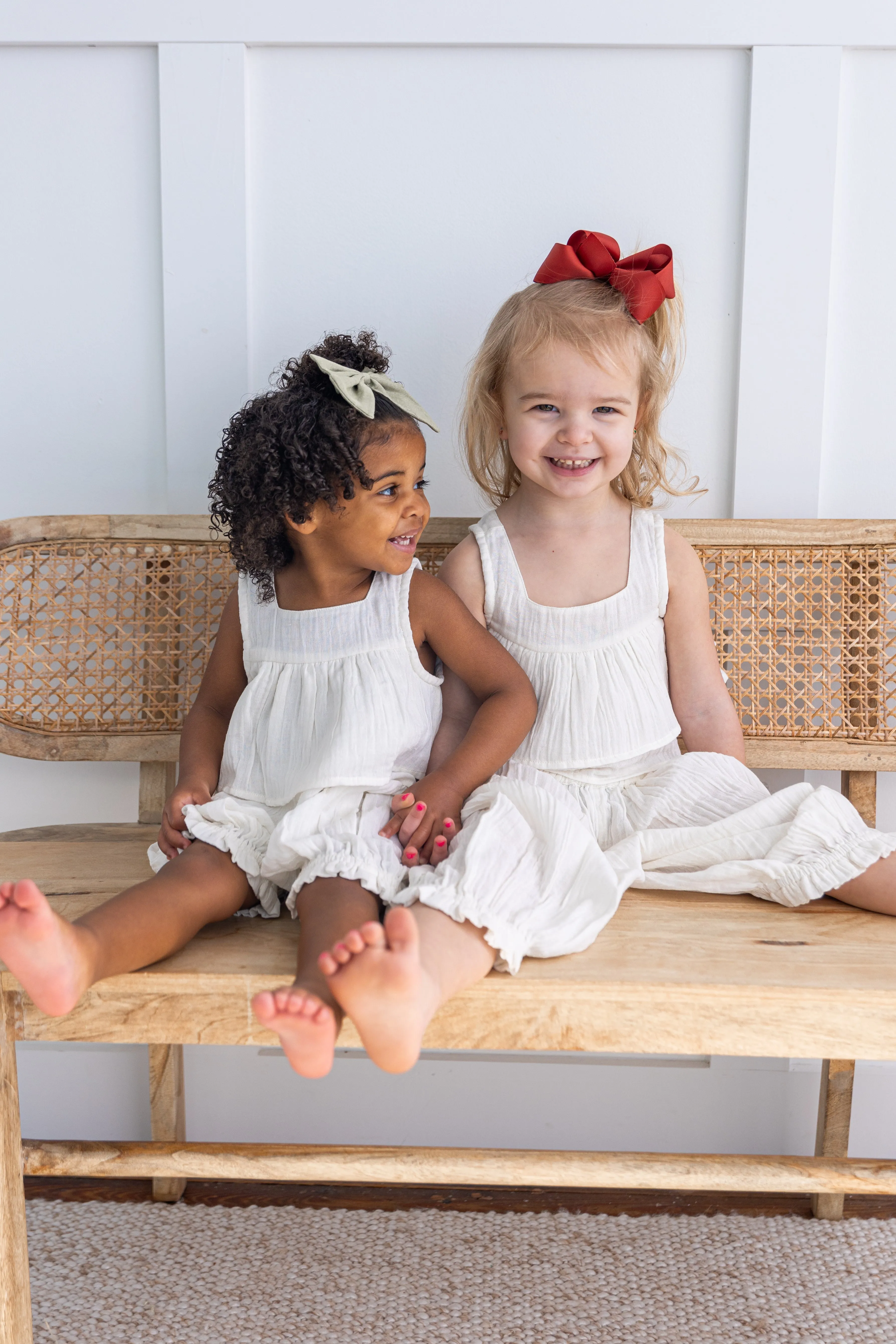 Double Gauze Ivory  Ruffled Top & Pants set