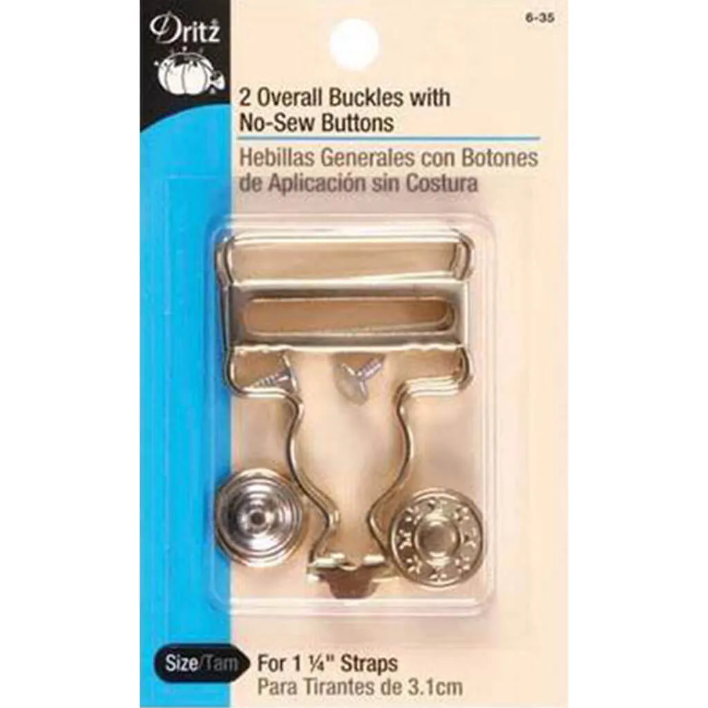 Dritz Overall Buckles with No-Sew Buttons For 1-1/4in