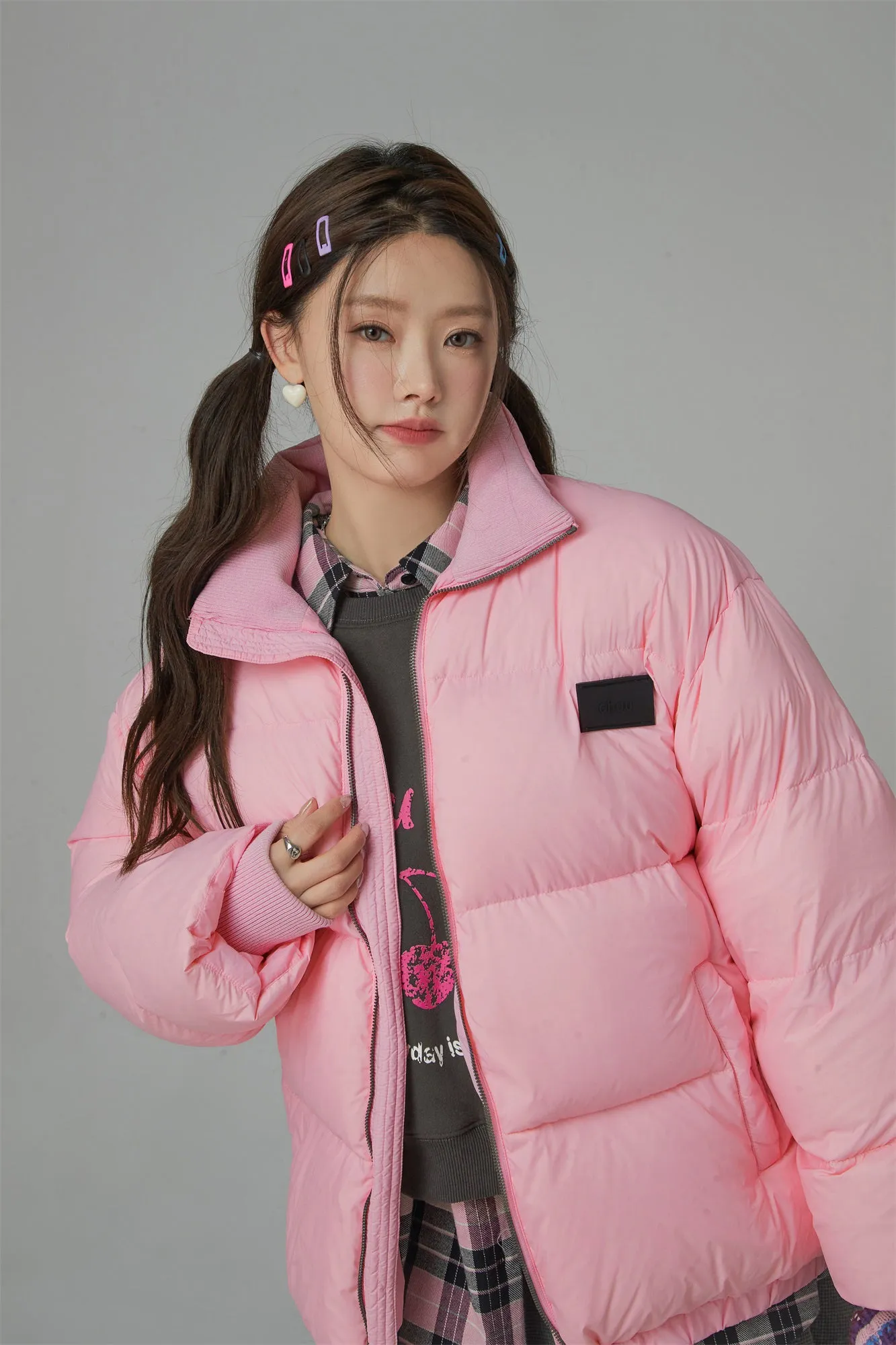 Duck Down High Neck Padded Coat