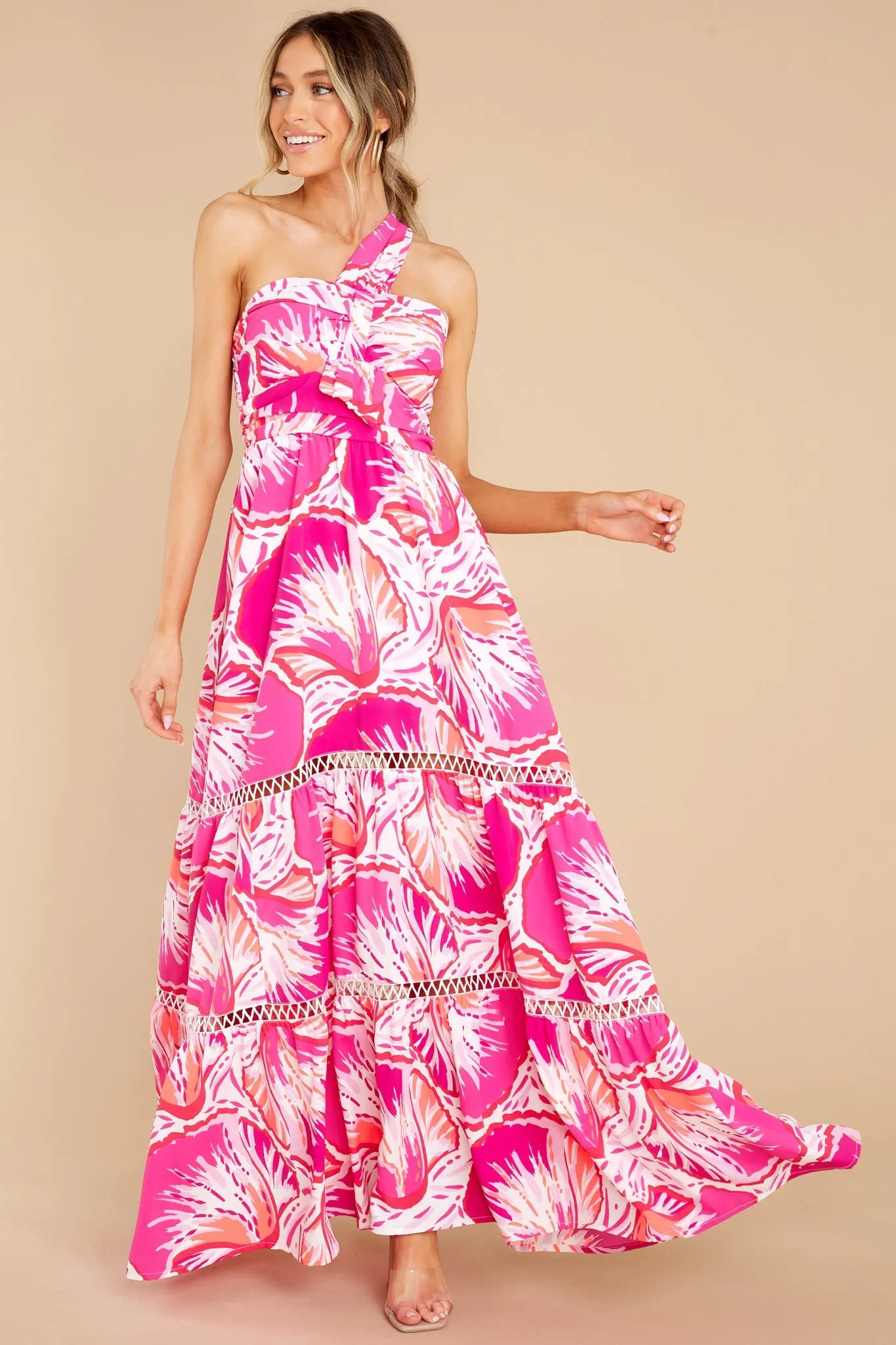 Elle Pink Shell Print Maxi Dress