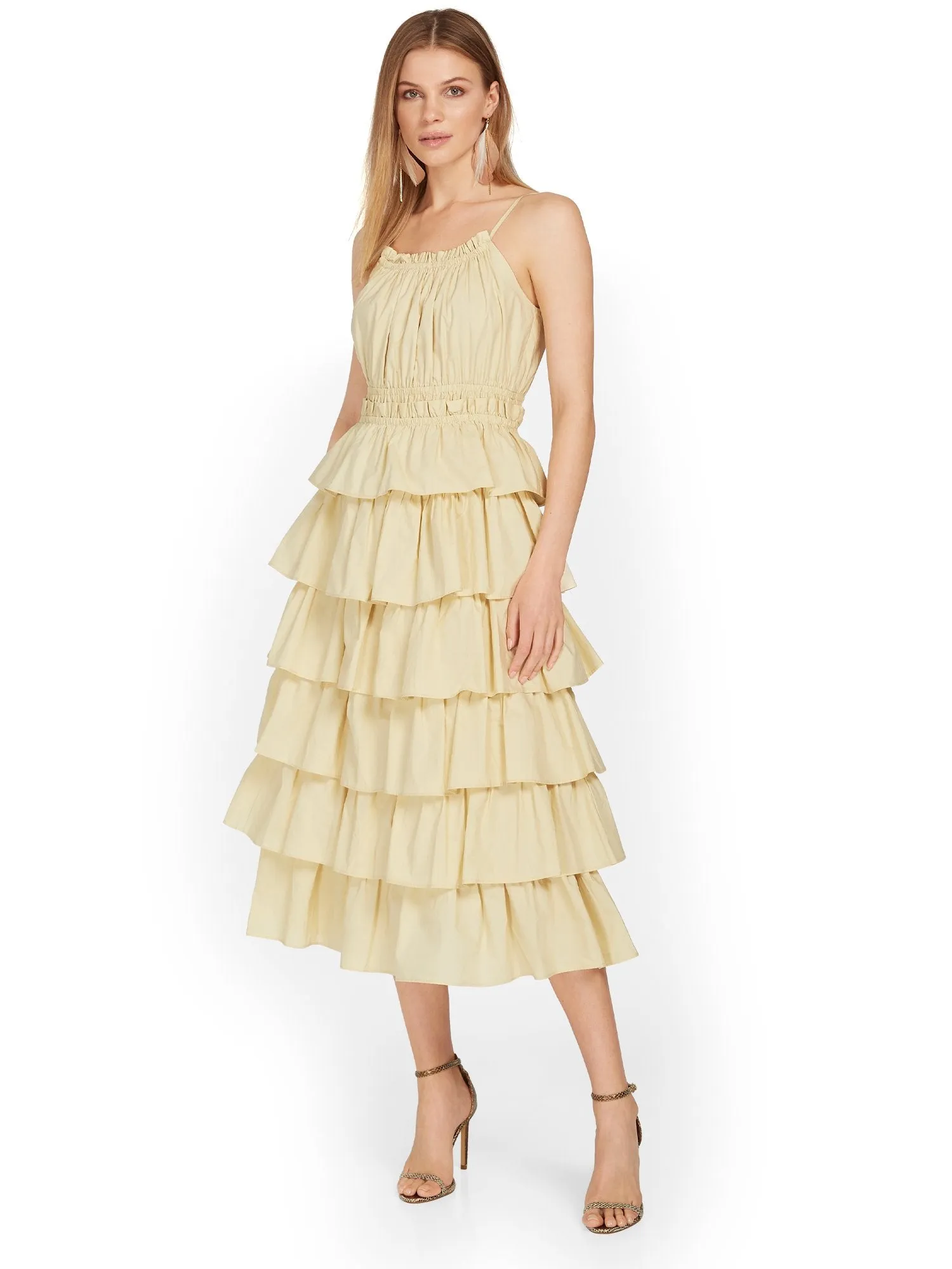 English Factory Tiered Poplin Midi Dress - Brands We Love