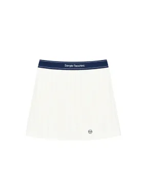 Essential Pique Pleats Skirt- Off White