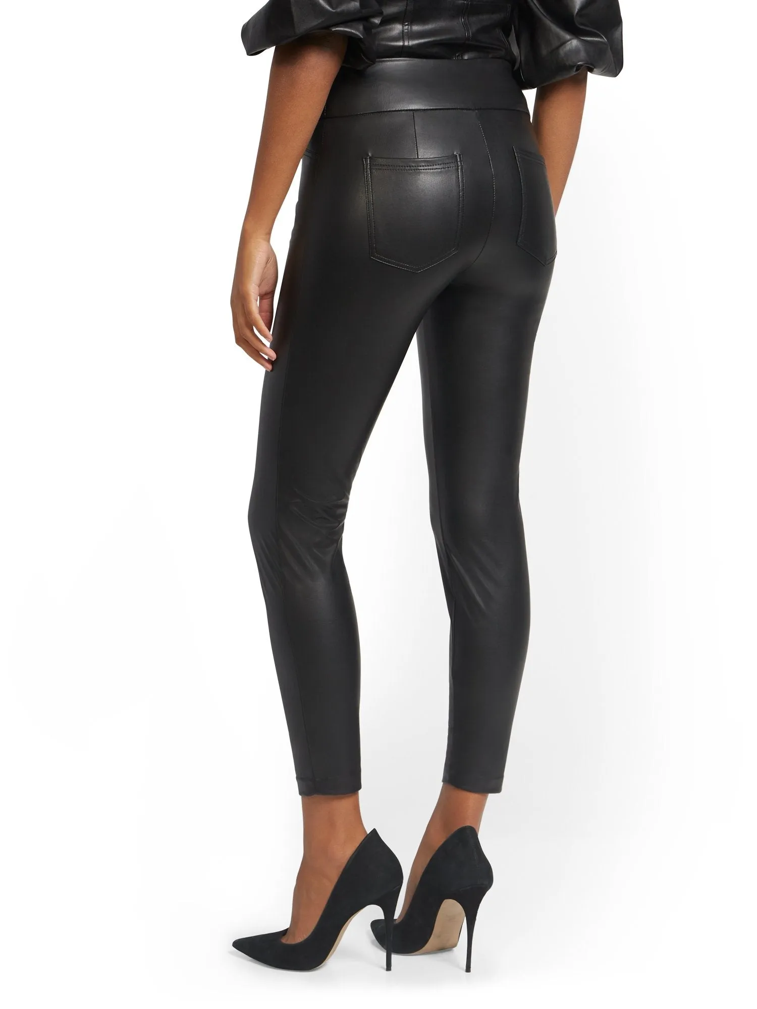 Faux-Leather Carrie Pull-On Ankle Pant