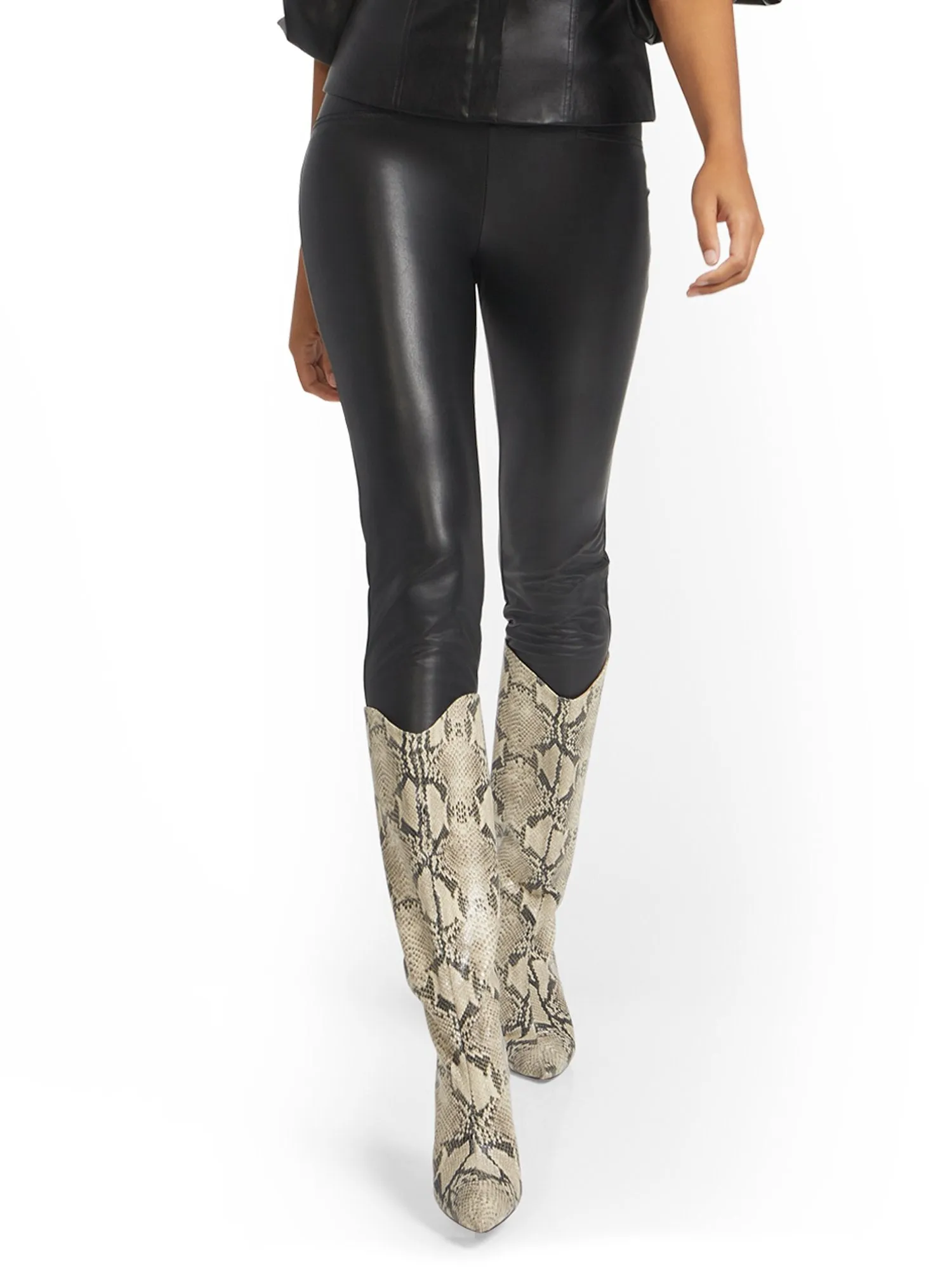 Faux-Leather Carrie Pull-On Ankle Pant