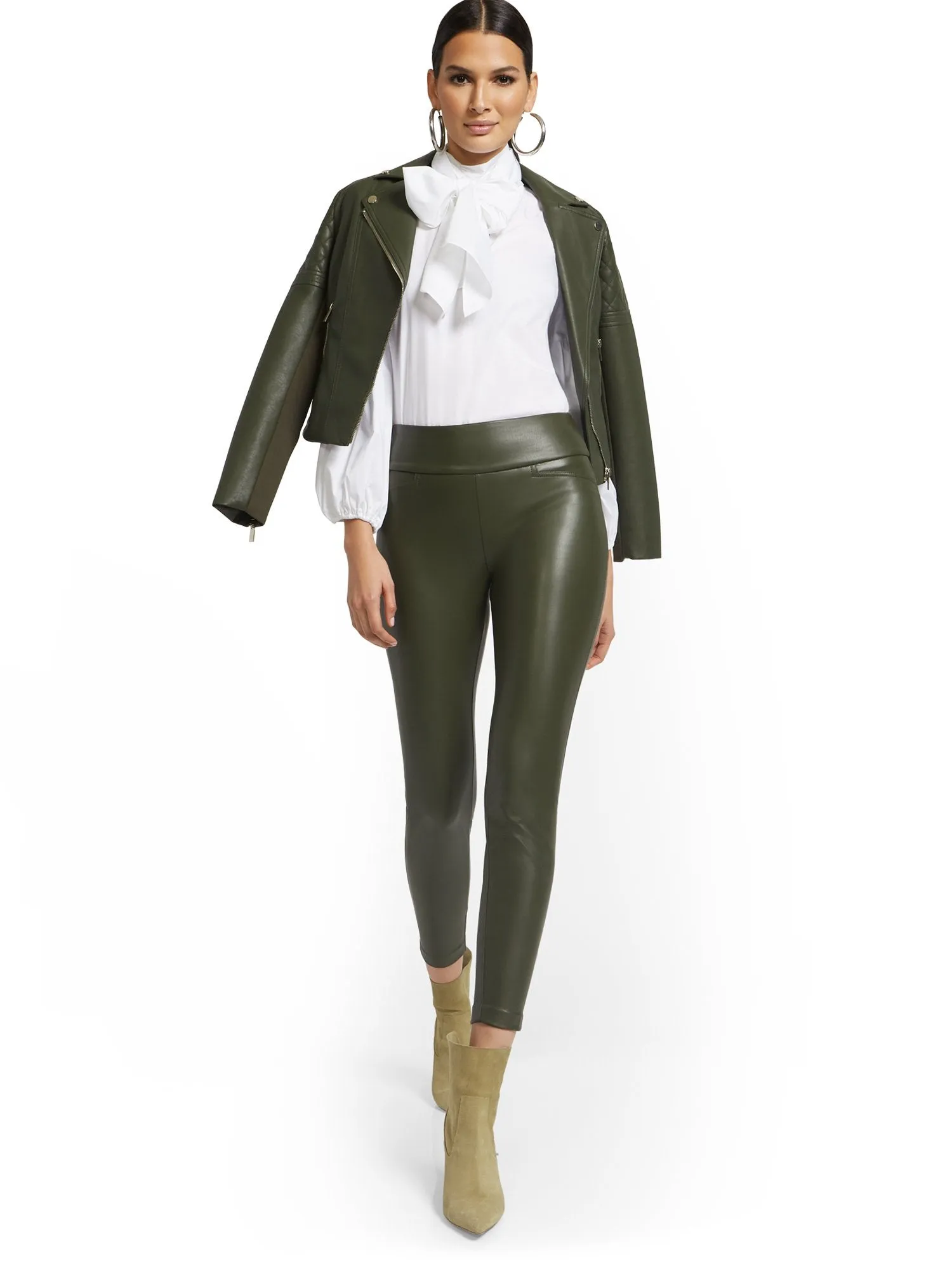 Faux-Leather Carrie Pull-On Ankle Pant