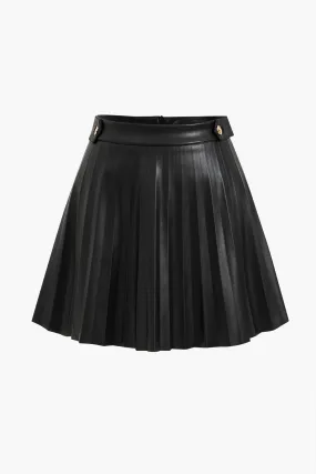 Faux Leather Pleated Skirt