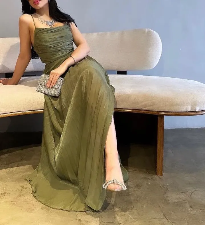 Green A Line Long Prom Dress Formal Party Dress      fg5536