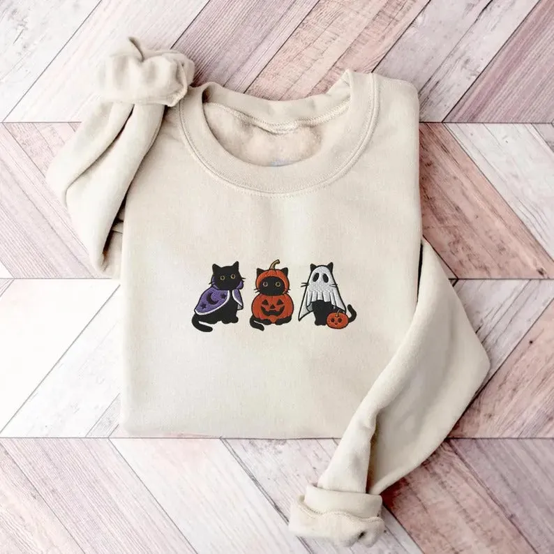 Halloween Themed Comfy Embroidered Sweatshirts