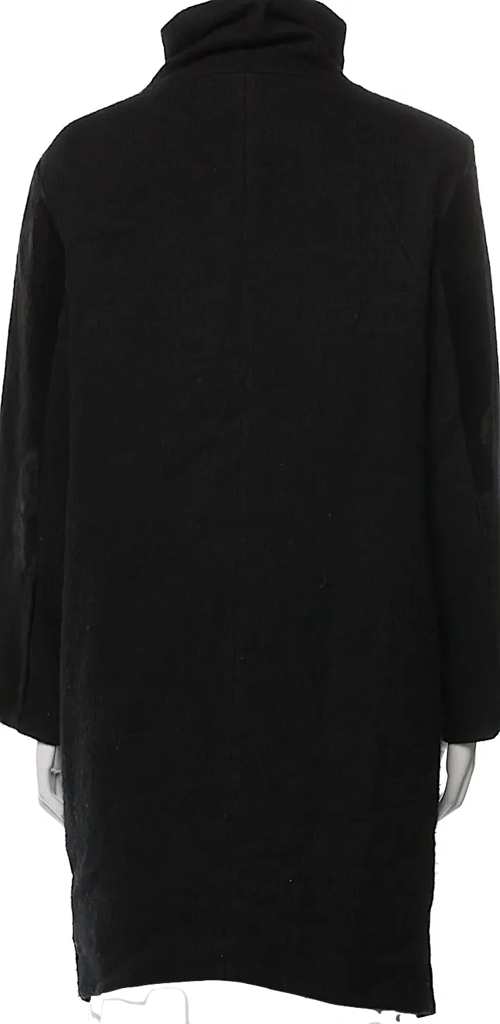 HELMUT LANG. Black Wool Blend Knee Length Coat