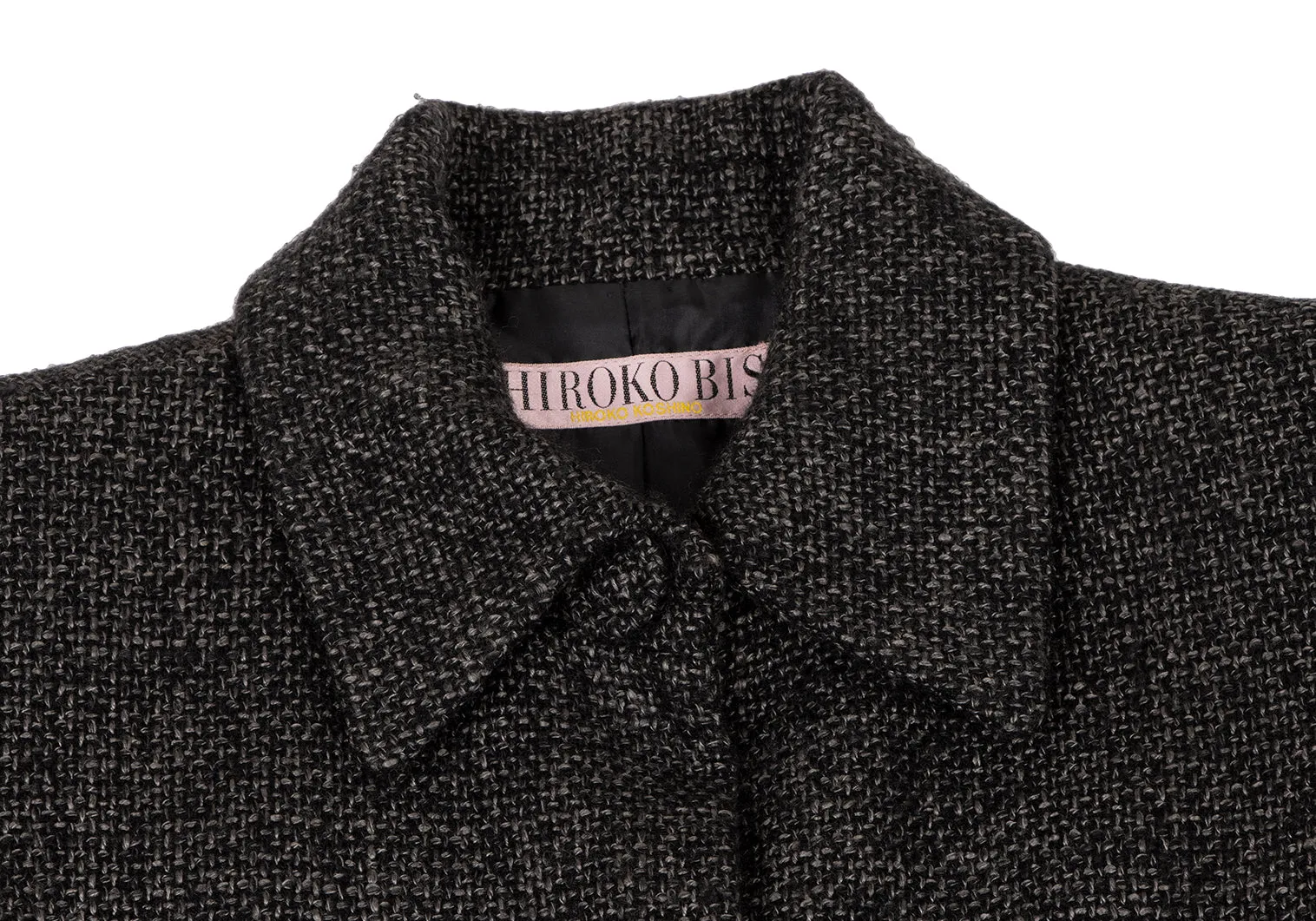 HIROKO KOSHINO  JAPAN. HIROKO BIS. Black Wool Rayon Tweed Coat