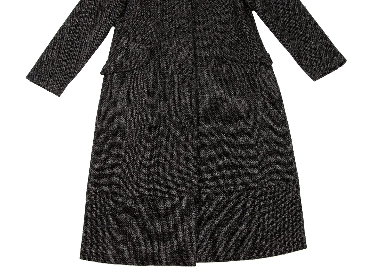 HIROKO KOSHINO  JAPAN. HIROKO BIS. Black Wool Rayon Tweed Coat