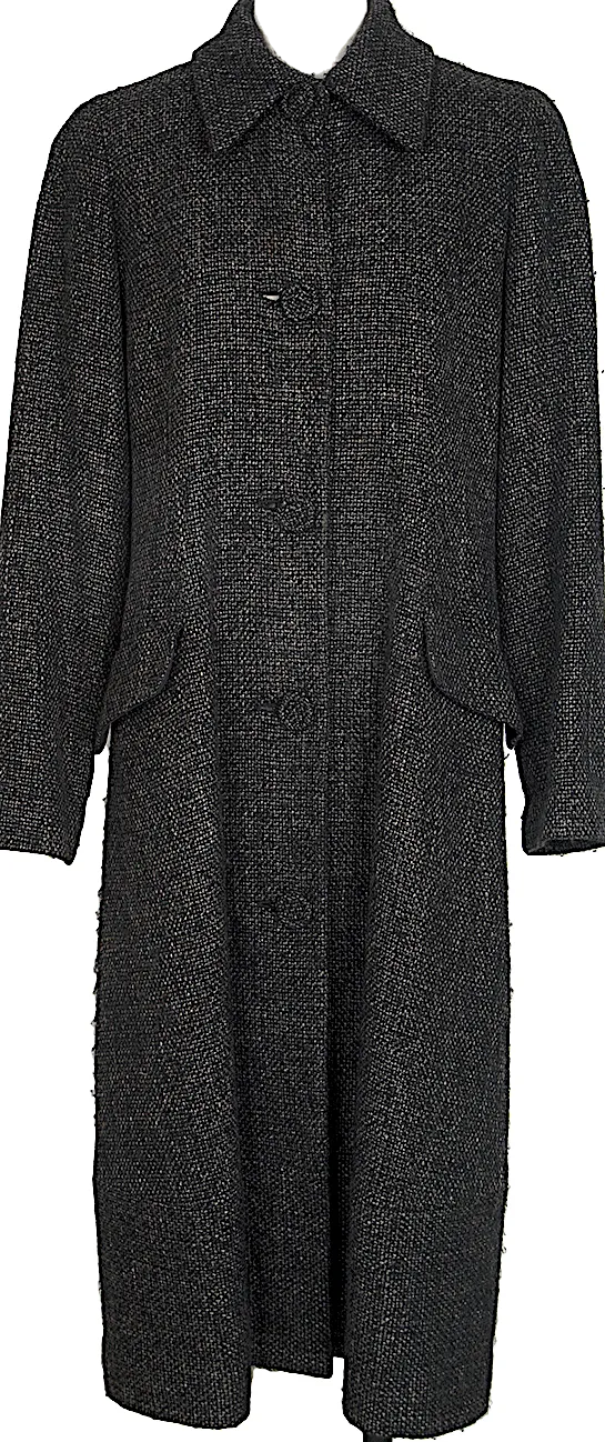 HIROKO KOSHINO  JAPAN. HIROKO BIS. Black Wool Rayon Tweed Coat