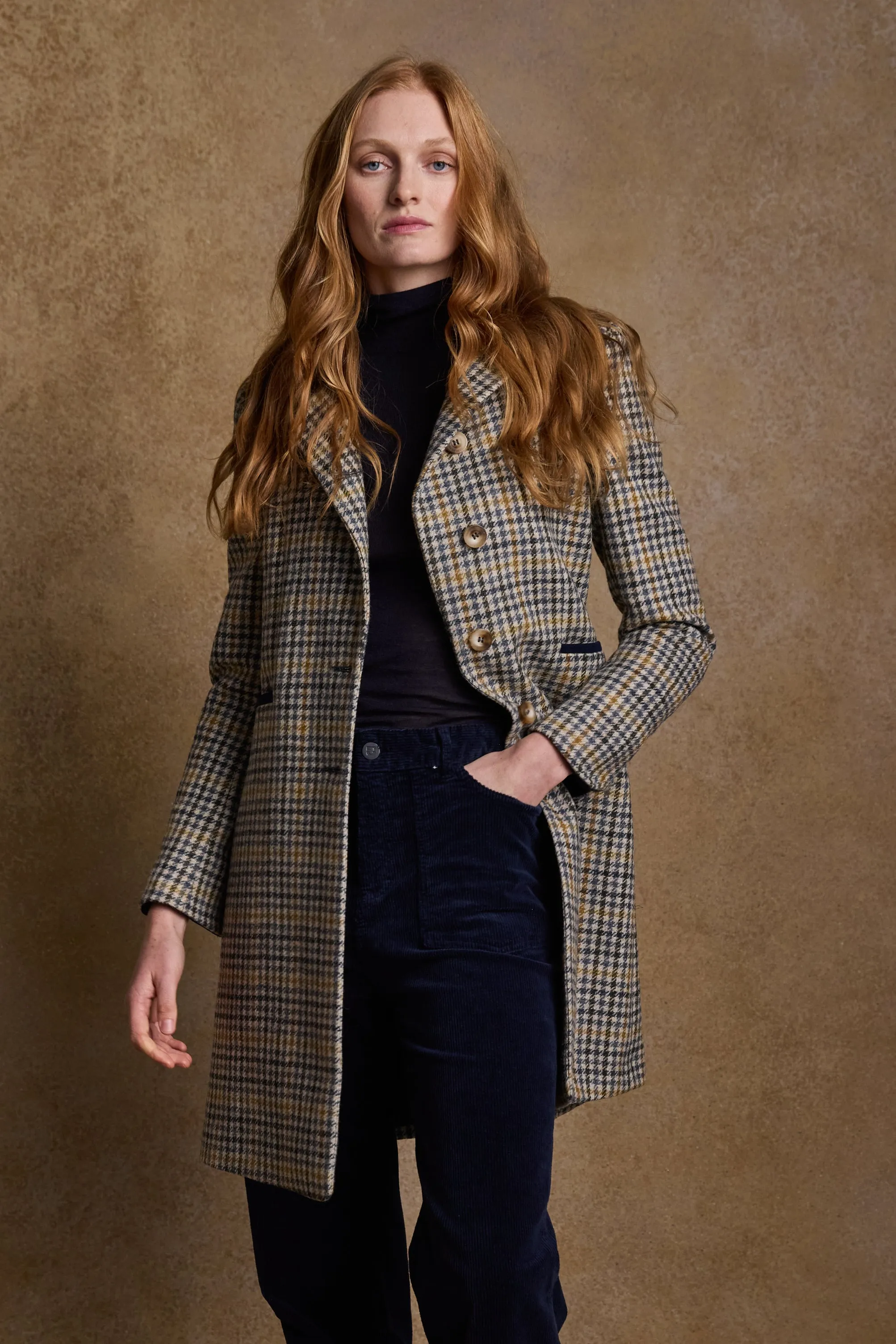 Isabella Tweed Coat - Saffron Cobalt Blue