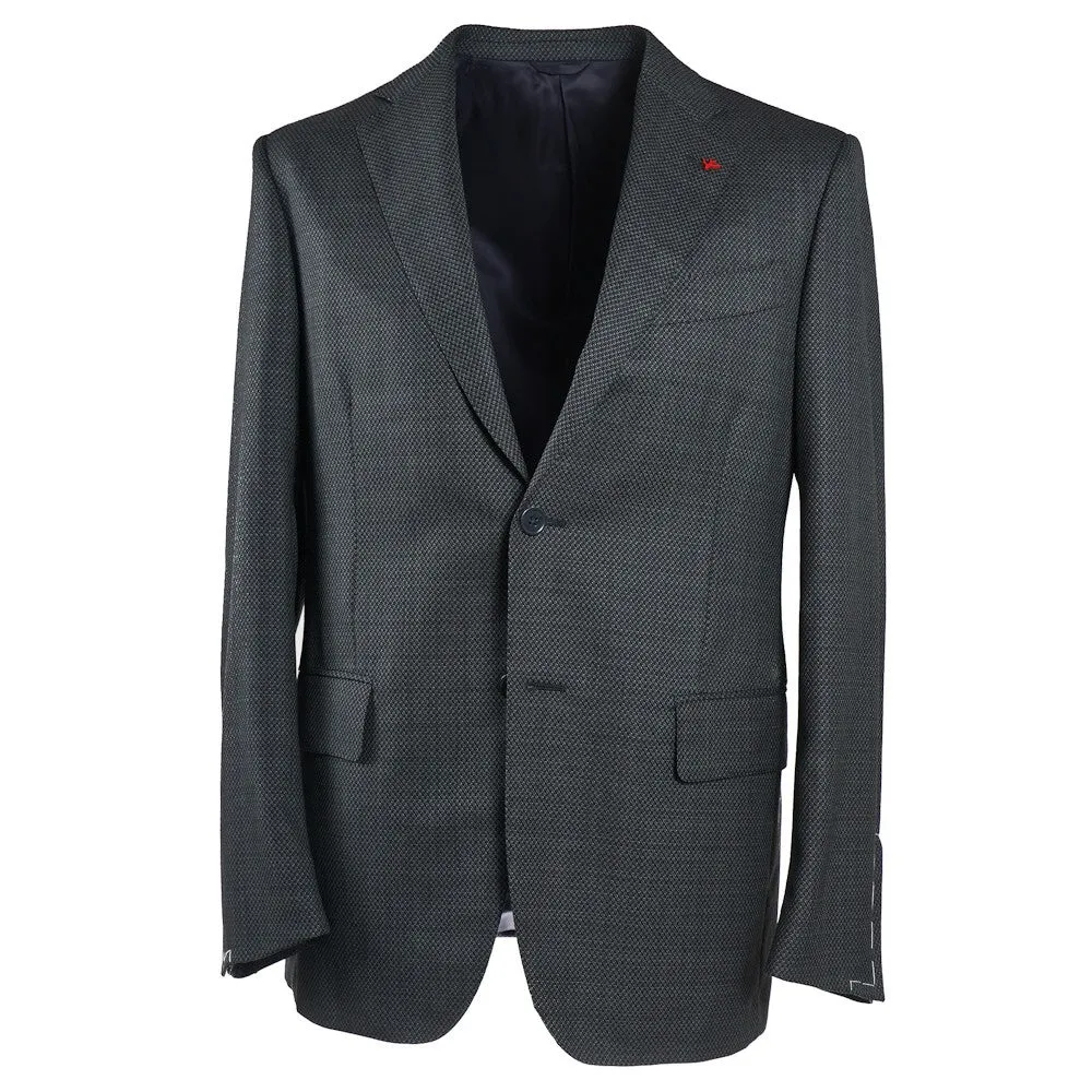 Isaia Dark Green Woven Wool Sport Coat