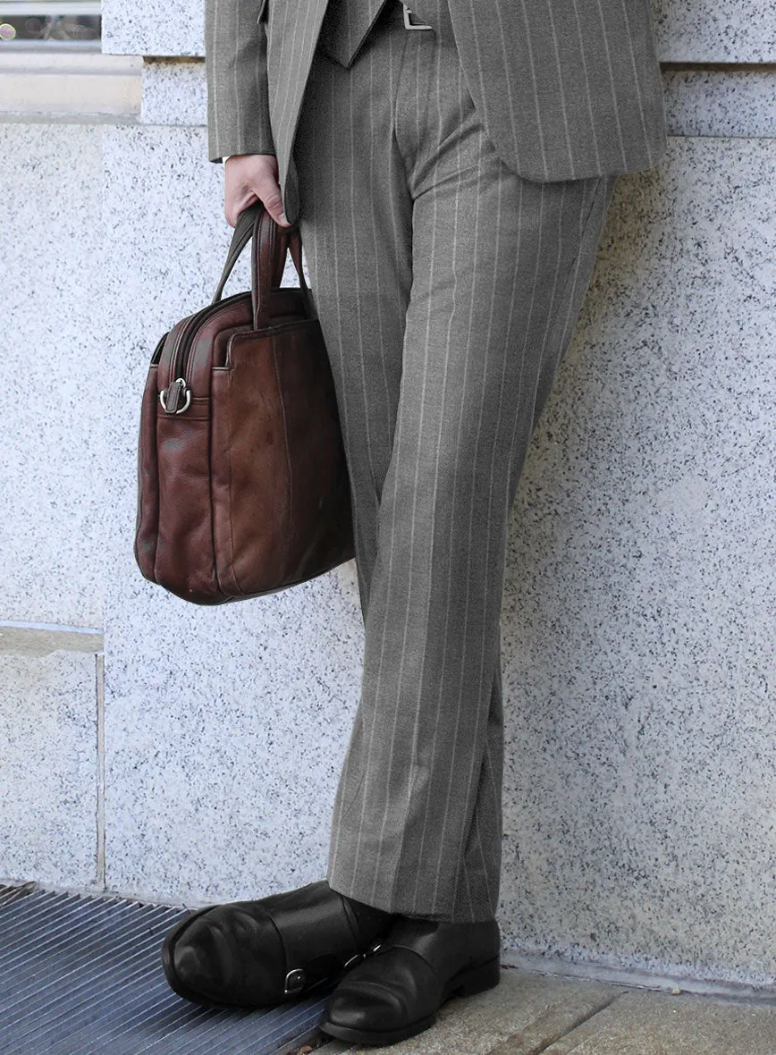 Italian Uben Gray Chalkstripe Flannel Pants